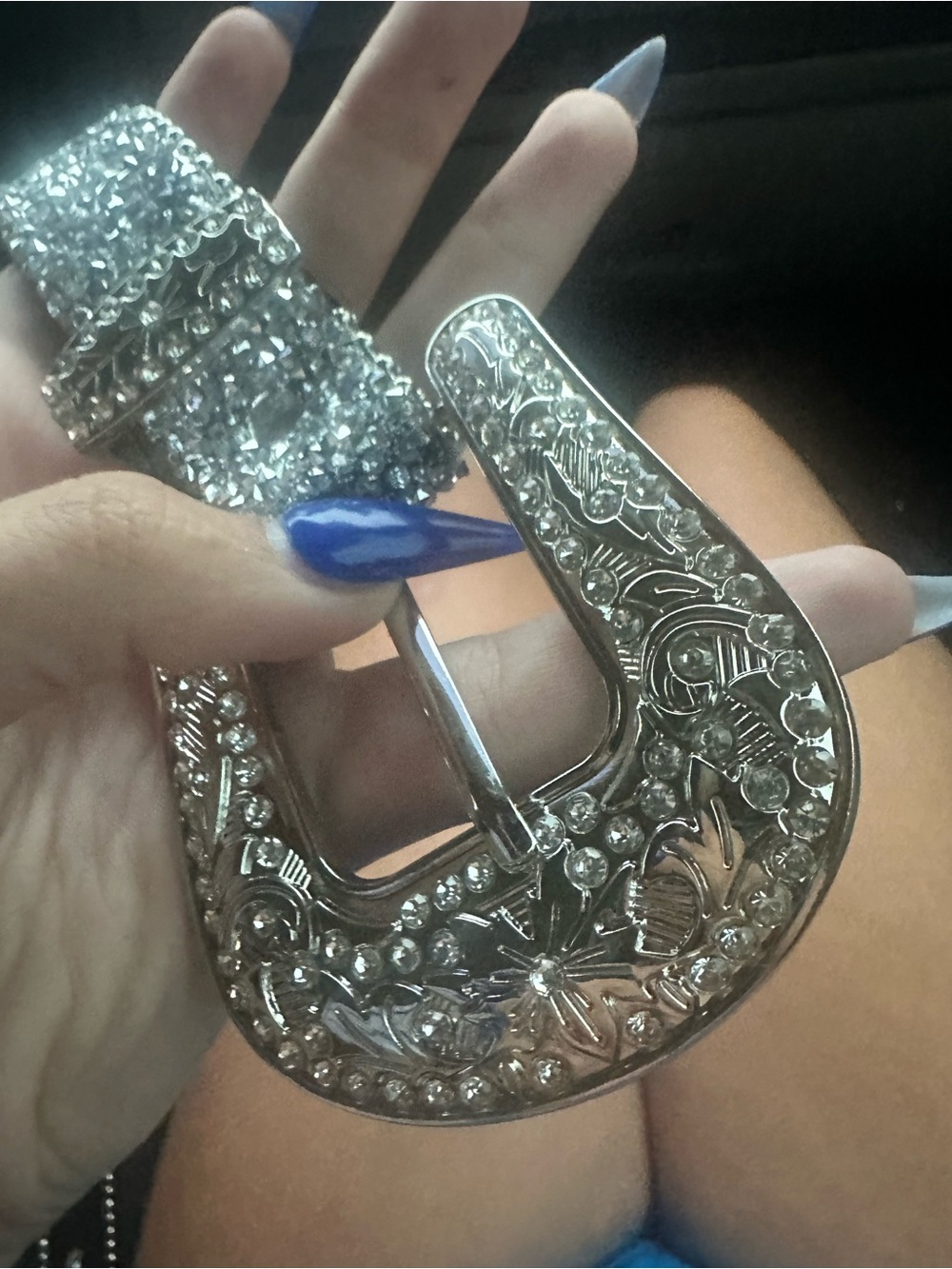 Buckle Silver Crystal Western Horseshoe Buckle - Women Jewelry